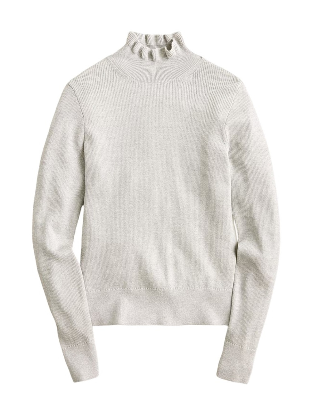 J. Crew Cream Ruffle Turtleneck Sweater